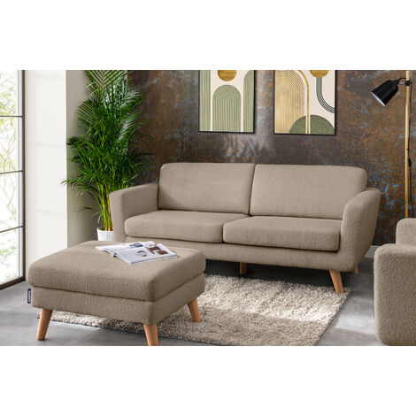 KONSIMO Sitzhocker Gestell aus Massivholz "TAGIO", Braun, Stoff, Scandinavian, 80x46x65cm