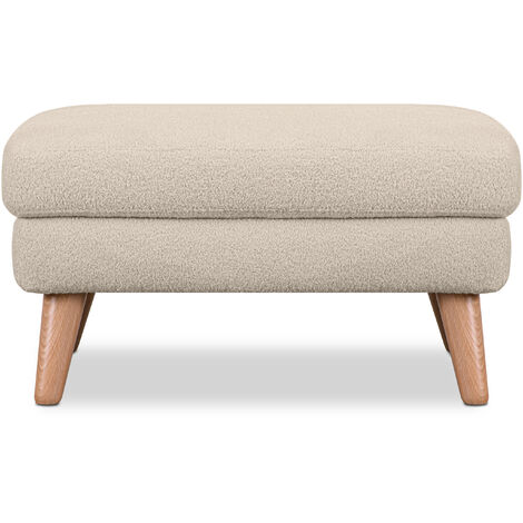 KONSIMO Sitzhocker Gestell aus Massivholz "TAGIO", Creme, Stoff, Scandinavian, 80x46x65cm