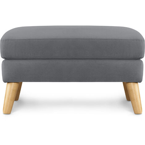 KONSIMO Sitzhocker Gestell aus Massivholz "TAGIO", Grau, Stoff, Scandinavian, 80x46x65cm