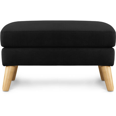 KONSIMO Sitzhocker Gestell aus Massivholz "TAGIO", Schwarz, Stoff, Scandinavian, 80x46x65cm