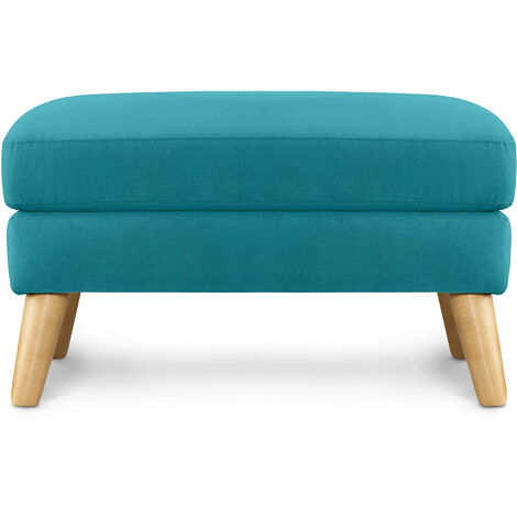 KONSIMO Sitzhocker Gestell aus Massivholz "TAGIO", Türkis, Stoff, Scandinavian,80x46x65cm