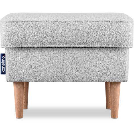 KONSIMO Sitzhocker zeitloses Design hohe Füße "STRALIS", Hellgrau, Stoff, Scandinavian, 41x43x56cm