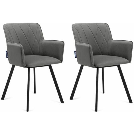 KONSIMO Stuhl 2-tlg Velours-Sitz schwarzer Metallrahmen "PYRUS", Grau, Stoff/Metall, Loft, 56x84x46 cm