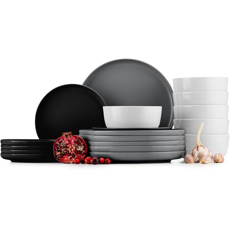 KONSIMO Tafelservice VICTO (18-tlg.) Schwarz Keramik 20x27x14.5cm