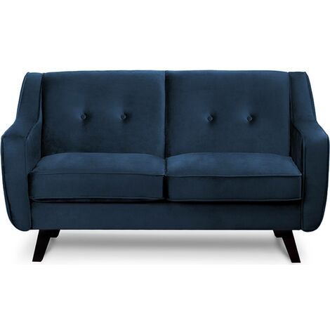 KONSIMO TERSO Sofa, 2 Sitzer im zeitlosen Design, Velours-Bezug, blau