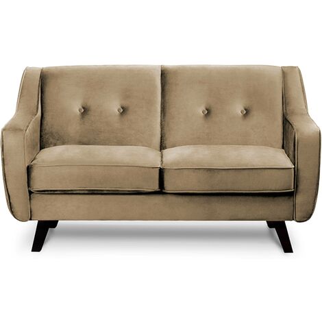 KONSIMO TERSO Sofa, 2 Sitzer im zeitlosen Design, Velours-Bezug, dunkelbeige