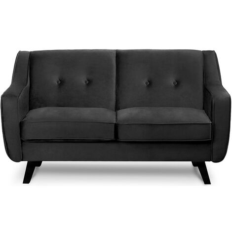 KONSIMO TERSO Sofa, 2 Sitzer im zeitlosen Design, Velours-Bezug, grau