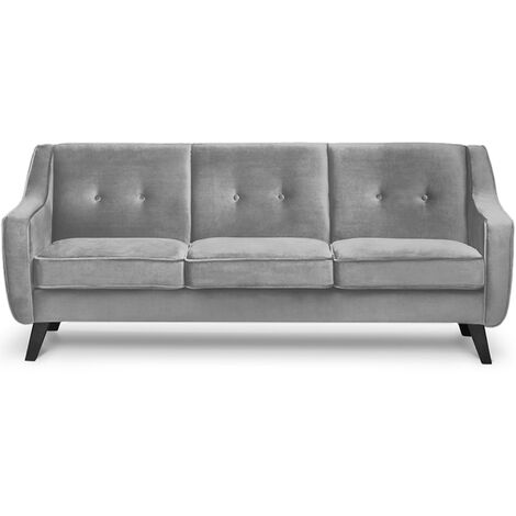 KONSIMO TERSO Sofa, 3 Sitzer im zeitlosen Design, Velours-Bezug, hellgrau