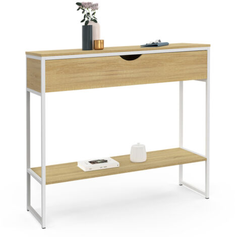 Konsole 1 Schublade DETROIT 1 Regal Industriedesign Holz und Metall weiß