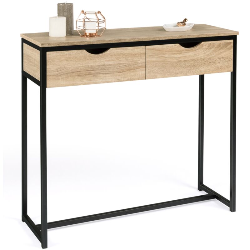 Idmarket Beige Konsole Mit 2 Schubladen Detroit Industriedesign