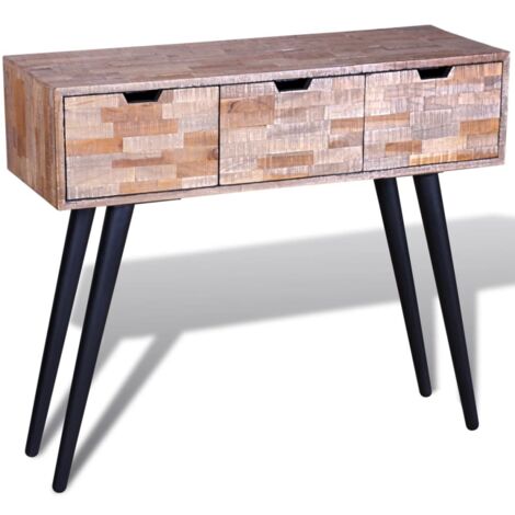 Konsole mit 3 Schubladen aus recyceltem Teakholz