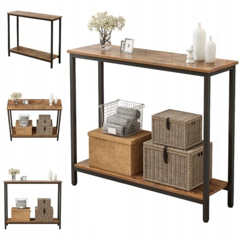 Konsole Tisch Regal mit Ablage Loft Industrial Rustikal Braun Schrank 100 cm