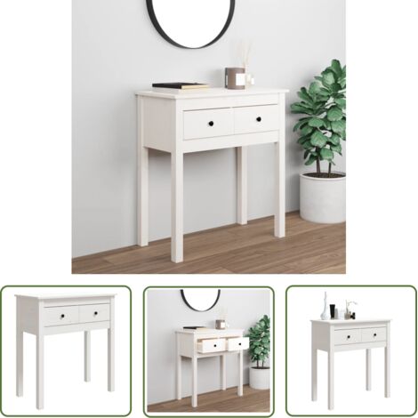 Konsole Tisch Weiß 70x35x75 cm Massivholz Kiefer