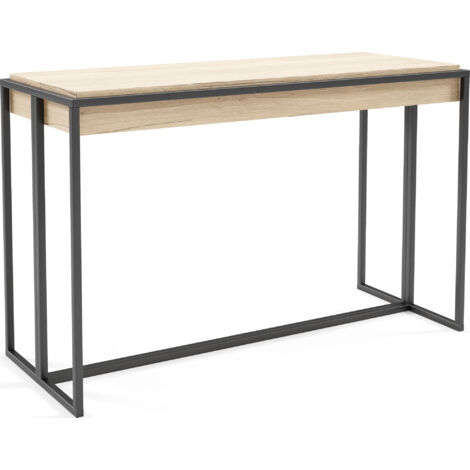 Konsolentisch Ausziehbar im Loft-Stil – Bis 300 cm – Industrieller Tisch mit Schwarzen Metallbeinen, Platzsparend für Wohnzimmer oder Esszimmer – Artisan Eiche