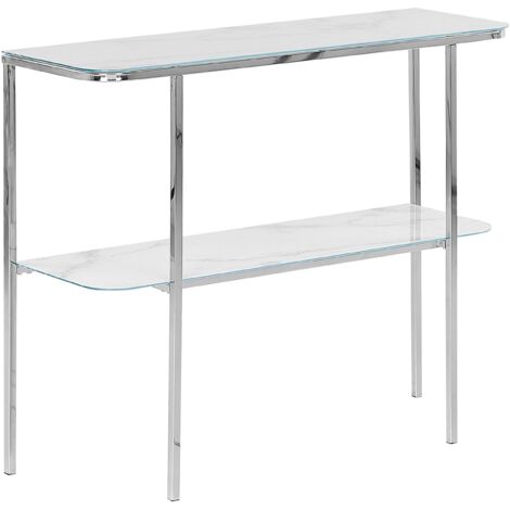 Konsolentisch CALVERT Sicherheitsglas Marmor Optik / Silber