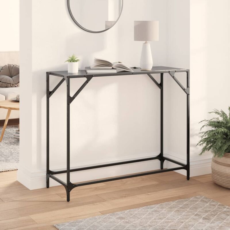 Konsolentisch Mit Glasplatte Schwarz 98x35x81 Cm Stahl Vidaxl