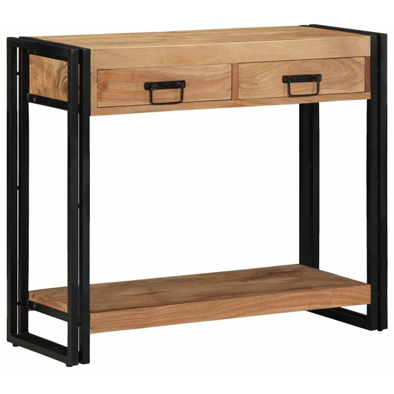 Konsole Schwarz 90x33x75 Cm Massivholz Akazie Und Metall - Vidaxl