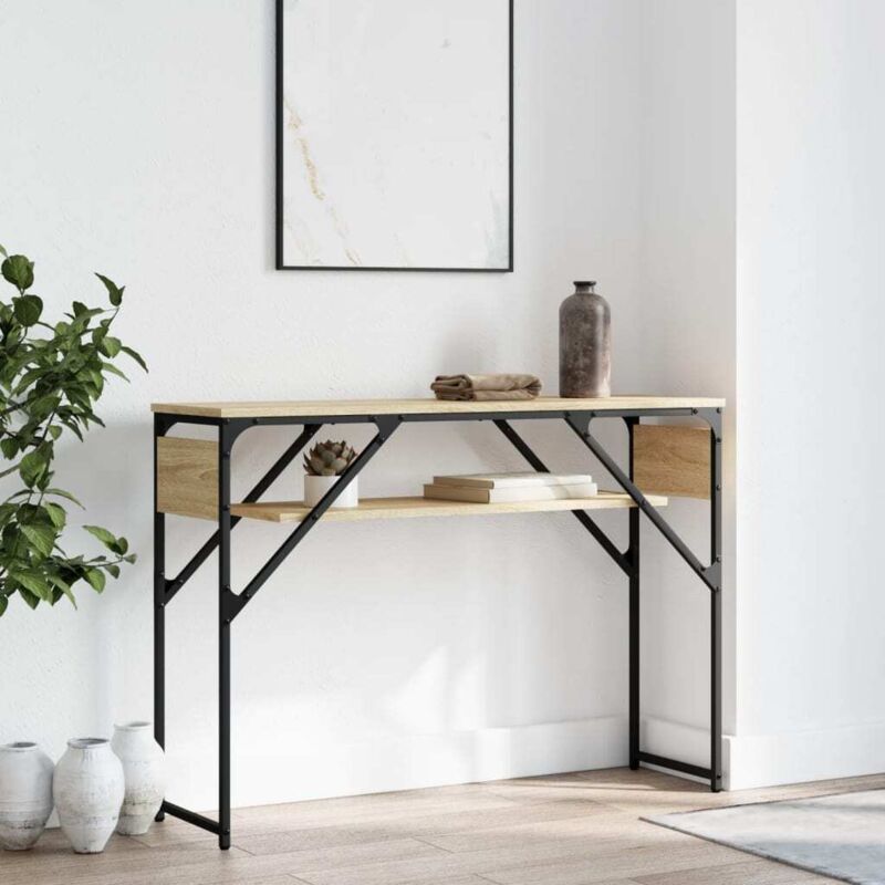 Konsolentisch Mit Ablage Sonoma-eiche 105x30x75cm Holzwerkstoff Vidaxl 32317