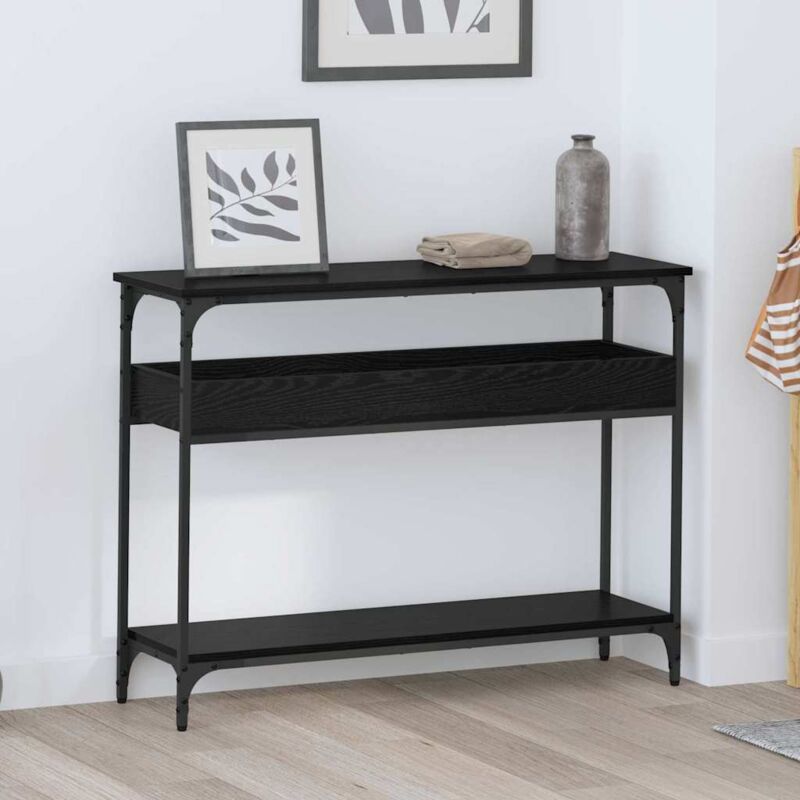 Konsolentisch Mit Regal Schwarz Eichen-optik 100 X 29 X 75 Cm Vidaxl