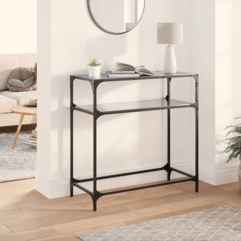 Konsolentisch mit Glasplatte Schwarz 80x35x81 cm Stahl vidaXL
