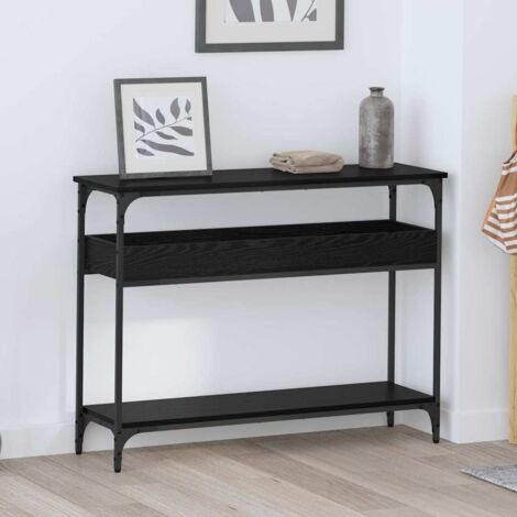 Konsolentisch mit Regal Schwarz Eichen-Optik 100 x 29 x 75 cm vidaXL