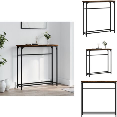 Konsolentisch Räuchereiche 75x19,5x75 cm Holzwerkstoff - Konsolentisch - Flurtisch - Wohnzimmerstil - Industriel Stil - Holzmöbel