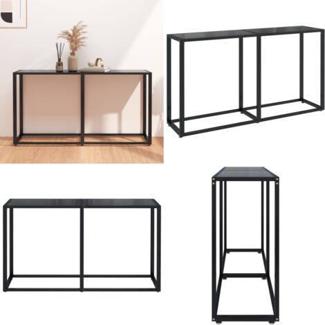 Konsolentisch Schwarz 140x35x75,5 cm Hartglas - Konsolentisch - Wohnzimmer Dekoration - Schwarzer Tisch - Sideboard - Beistelltisch - Home & Living