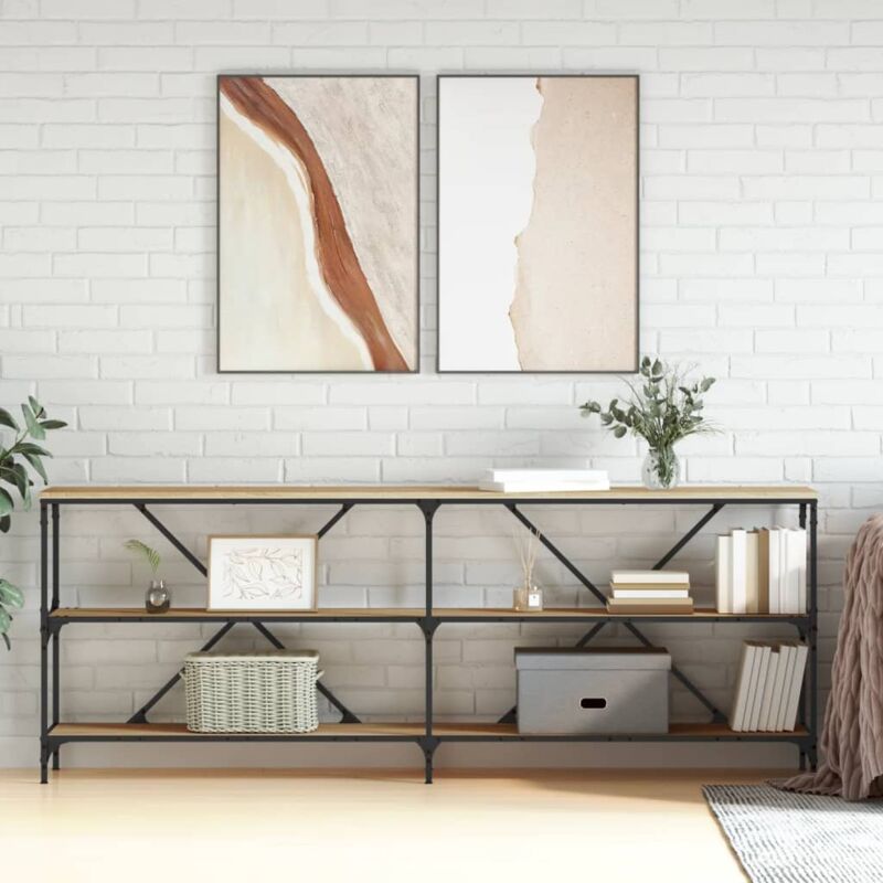 Konsolentisch Sonoma-eiche 200x30x75 Cm Holzwerkstoff Und Eisen - Vidaxl