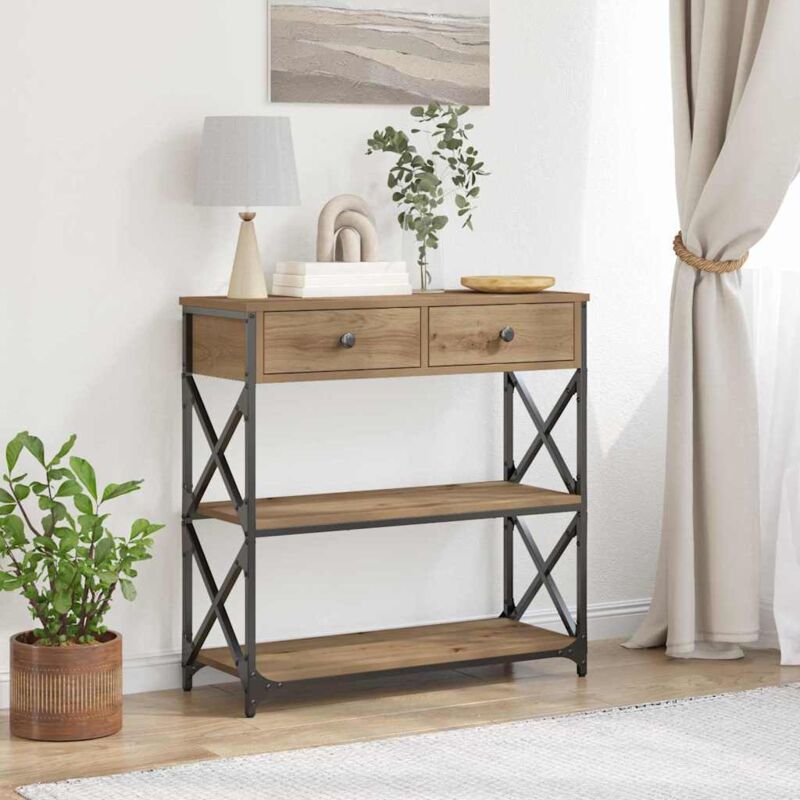 Vidaxl - Konsole Tisch Artisan Eiche 75x28x75 Cm Ingenieure Holz Und Stahl