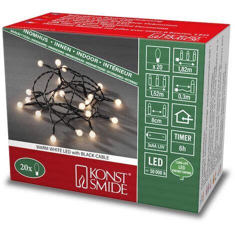 KONSTSMIDE 1492-107 LED Globelichterkette, runde Dioden, 6h Timer