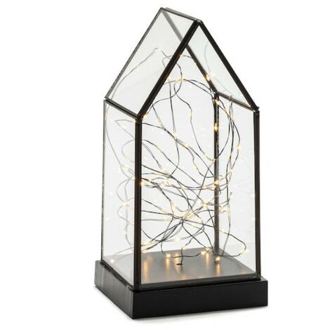 KONSTSMIDE 1817-870 LED Glaslaterne mit Spitze und schwarzem Holzfundament