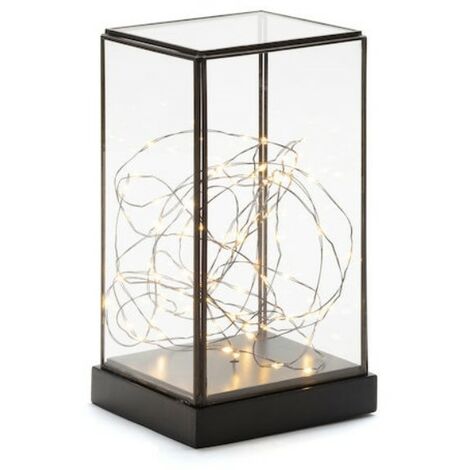 KONSTSMIDE 1818-870 LED Glaslaterne mit schwarzem Holzfundament