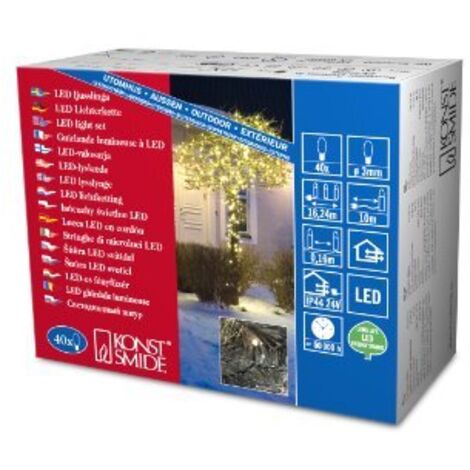 Konstsmide 3610-110 / Catena di luci Micro LED / 40 diodi Bianco Caldi / 24V trasformatore da Esterno/Cavo Nero