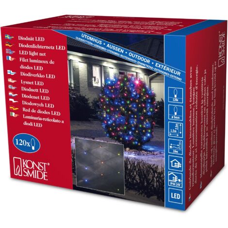 Konstsmide 3751-500 / Rete di luci LED / 120 diodi Colorati / 24V trasformatore da Esterno/Cavo Nero