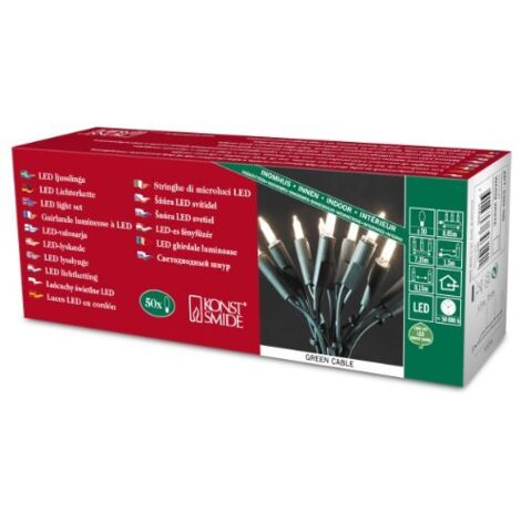 Konstsmide 6303-100 / Catena di miniluci LED / 50 diodi bianco caldi / 230V interno/cavo verde