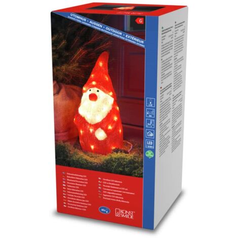 Konstsmide Babbo Natale in acrilico, 40 diodi a luce bianca calda, 24 V, esterno (IP44), cavo bianco, 6243-103