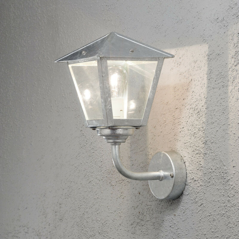 Image of Konstsmide Lighting - Konstsmide Benu Lampada da parete a lanterna classica da esterno in acciaio zincato, IP23