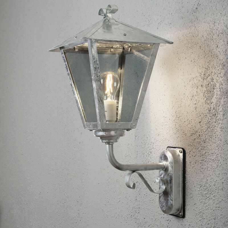 Image of Konstsmide Lighting - Konstsmide Benu Lanterna da esterno classica da parete illuminata in acciaio zincato IP23