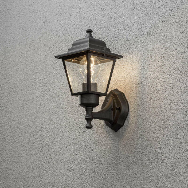 Image of Konstsmide Lighting - Konstsmide Budget Lampada da esterno a lanterna larga nero opaco, IP23