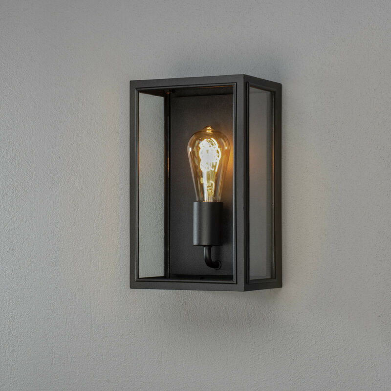 Image of Konstsmide Lighting - Konstsmide Carpi Lanterna da Esterno Moderna da Parete Media E27 Nera Con Vetro Trasparente, IP44