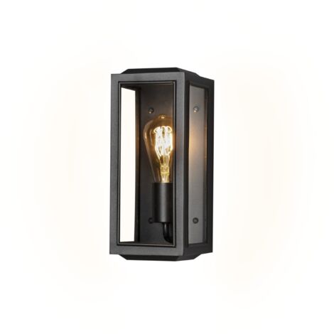 Konstsmide Carpi Lanterne murale extérieure moderne petite E27 noire avec verre transparent, IP44