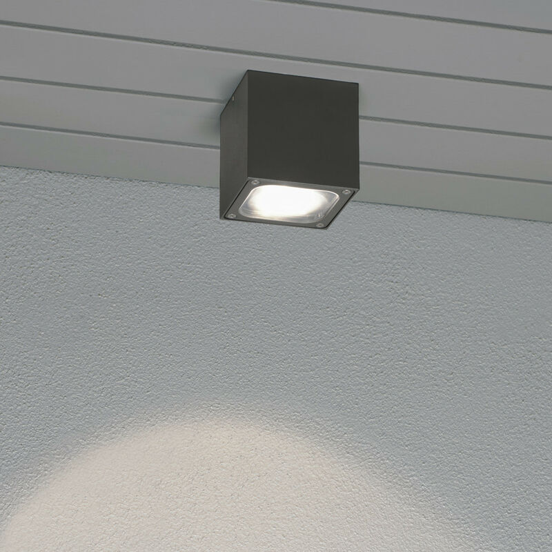 Image of Konstsmide Lighting - Konstsmide Cesena Plafoniera da esterno moderna a plafone grigio scuro 1x 6W led, IP54