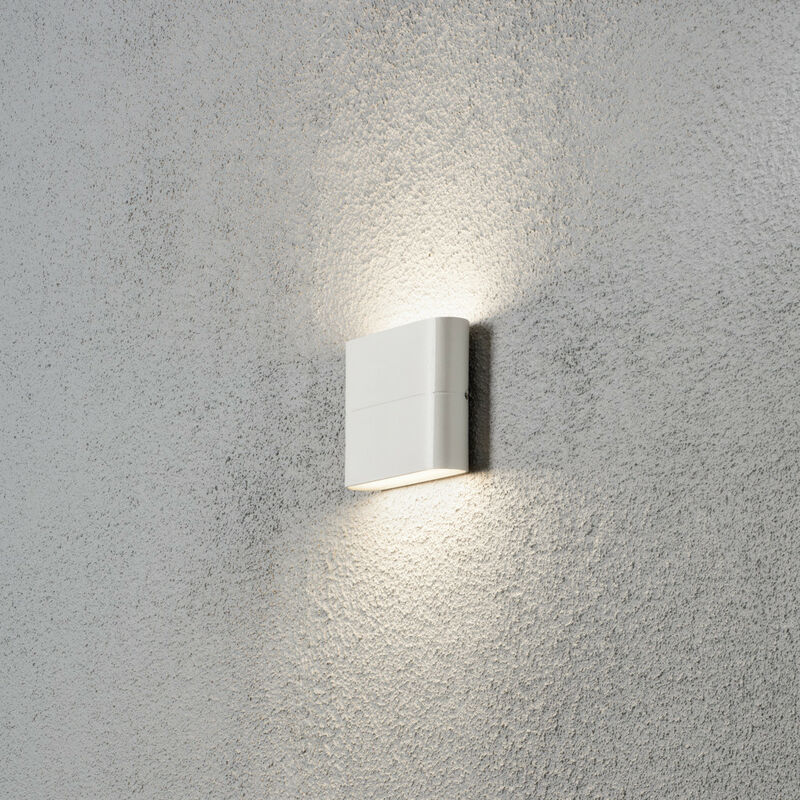 Image of Konstsmide Lighting - Konstsmide Chieri Lampada da parete moderna Up Down da esterno, bianca, 2 led ad alta potenza da 3W, IP54