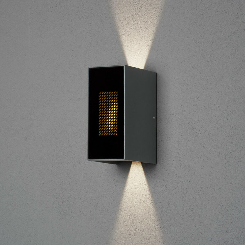 Image of Konstsmide Lighting - Konstsmide Cremona Lampada da parete moderna Up Down per esterno grigio scuro Dig. Fiamma, 2 led da 3 w incl. Remoto, IP54