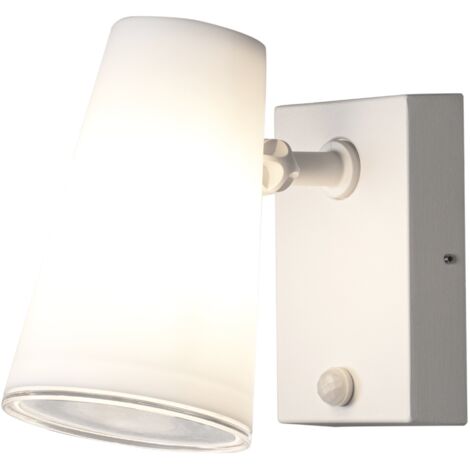 Konstsmide Fano Applique murale d'extérieur moderne à tête réglable blanche E27 avec PIR, IP54