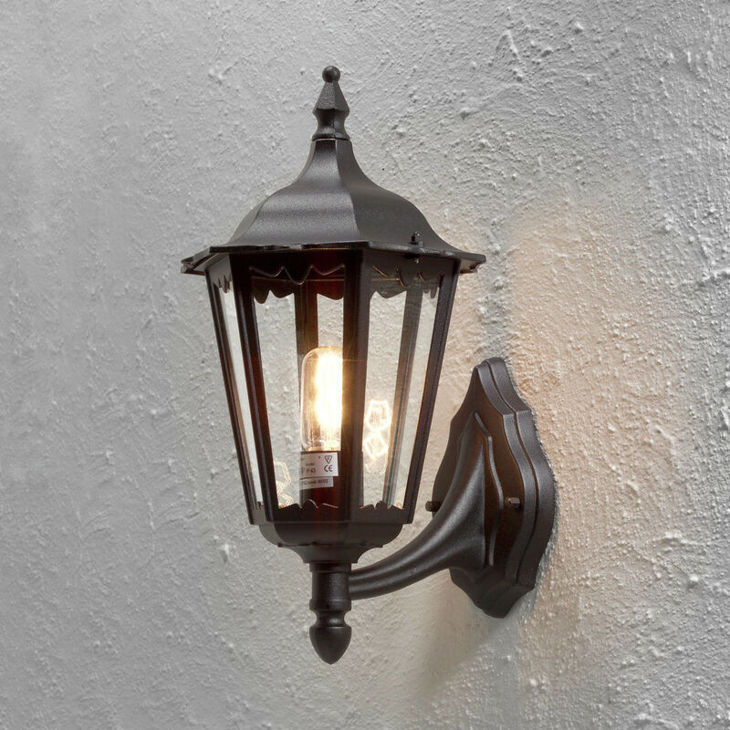 Image of Konstsmide Lighting - Konstsmide Firenze Lampada da esterno classica grande a lanterna nera opaca, IP43