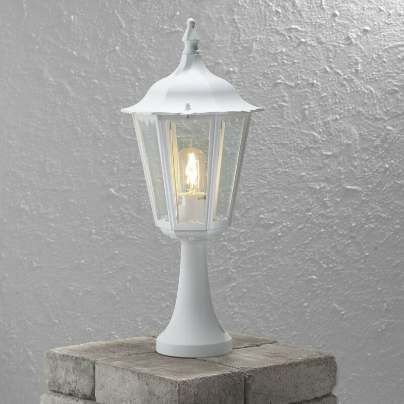 Firenze Borne lumineuse d'extérieur Basic pour poteau blanc mat, IP43 - Konstsmide