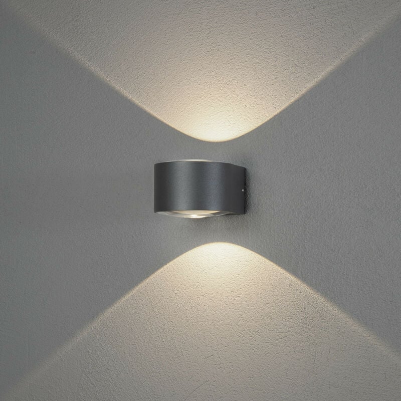 Image of Konstsmide Gela Applique da esterno moderna Up Down grigio scuro 2x 6W LED, IP54