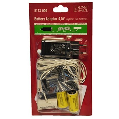 Konstsmide, Konstsmide 5173-000 - Adattatore di alimentazione per batterie con 3 batterie C 1,5 V, 4,5 V, cavo bianco