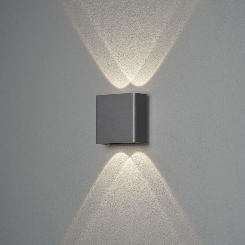 Image of Konstsmide Lighting - Konstsmide Chieri Lampada da parete moderna per esterni Up Down 2x 2 led grigio scuro, IP54